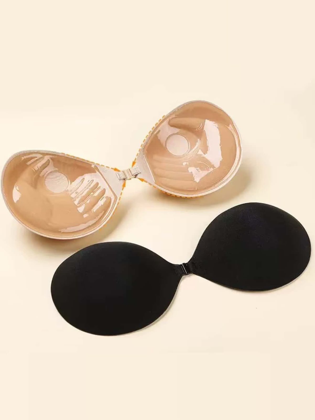 SHEIN Backless Adhesive Sticky Bra - Front Clasp - Black Fabric