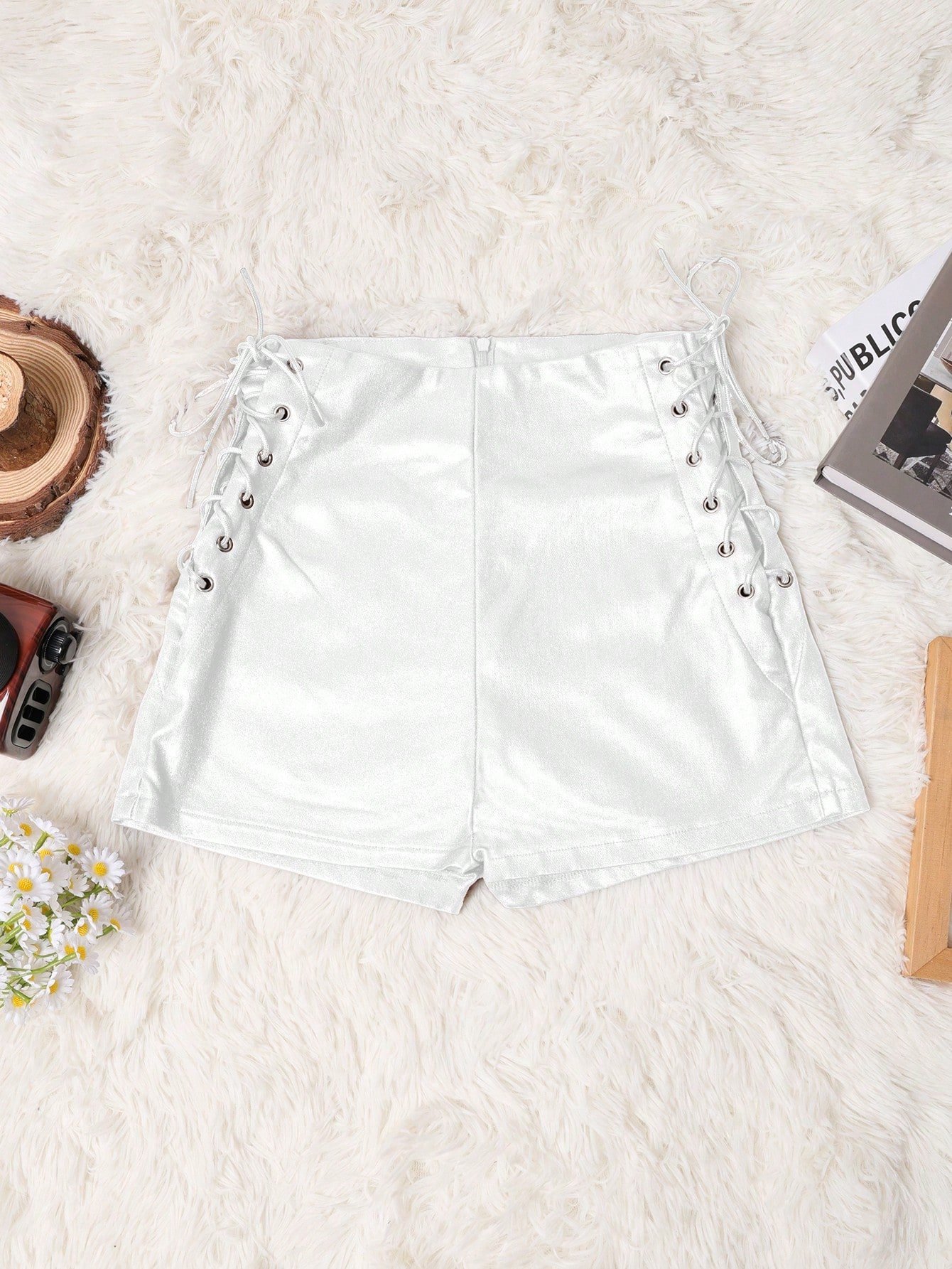 SHEIN Apperloth A Lace-Up Side PU Leather Tight Shorts, Sexy for Nightclub, Party, Music Festival, Wedding - Image 7