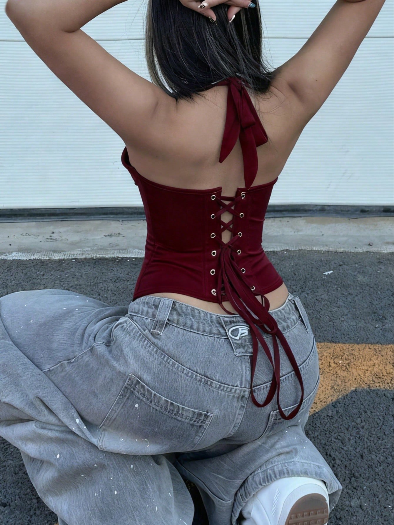 SHEIN Apperloth A Satin Bustier Crop Top - Image 3